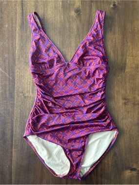 J Crew womens swim bathing suit plunge one piece burgundy size 4 Beach Summer